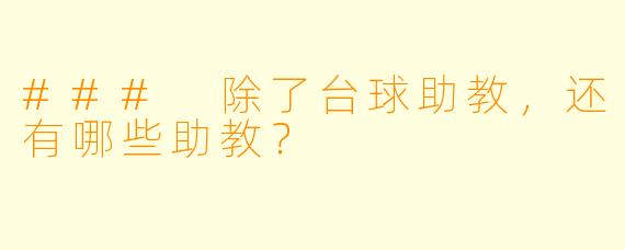 ### 除了台球助教，还有哪些助教？