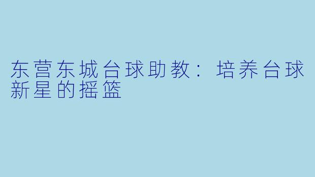 东营东城台球助教:培养台球新星的摇篮
