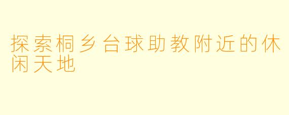 探索桐乡台球助教附近的休闲天地