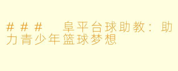 ### 阜平台球助教：助力青少年篮球梦想
