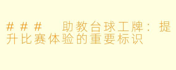 ### 助教台球工牌：提升比赛体验的重要标识