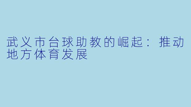 武义市台球助教的崛起：推动地方体育发展