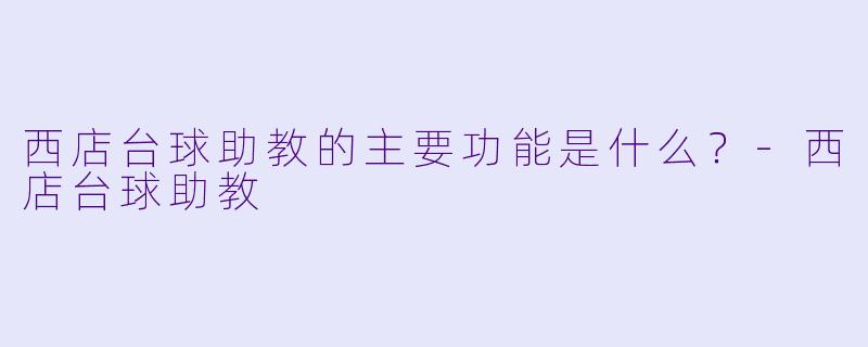 西店台球助教的主要功能是什么？