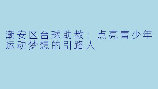 潮安区台球助教：点亮青少年运动梦想的引路人