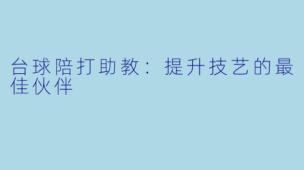 台球陪打助教：提升技艺的最佳伙伴