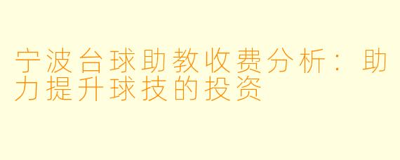 宁波台球助教收费分析：助力提升球技的投资