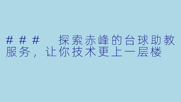 ### 探索赤峰的台球助教服务,让你技术更上一层楼