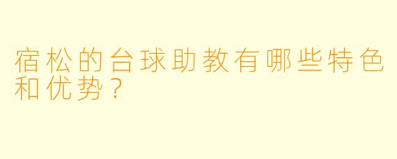 宿松的台球助教有哪些特色和优势？