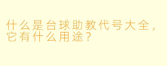 什么是台球助教代号大全,它有什么用途?