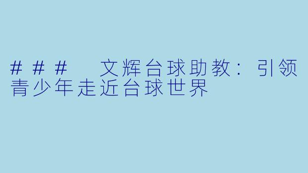 ### 文辉台球助教：引领青少年走近台球世界