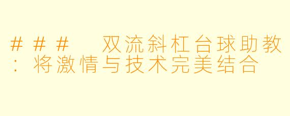 ### 双流斜杠台球助教：将激情与技术完美结合