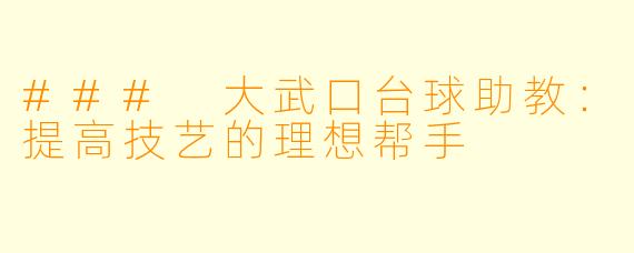 ### 大武口台球助教：提高技艺的理想帮手