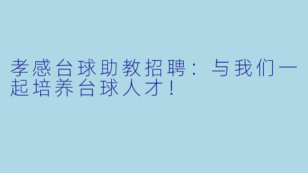 孝感台球助教招聘：与我们一起培养台球人才！