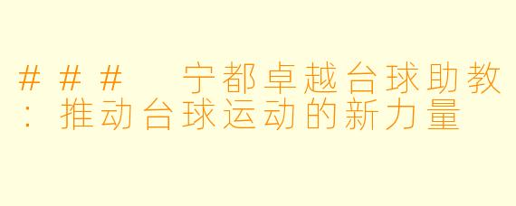 ### 宁都卓越台球助教:推动台球运动的新力量