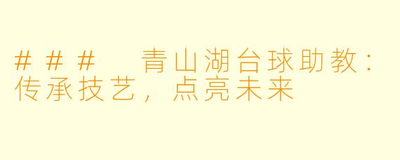 ### 青山湖台球助教:传承技艺,点亮未来