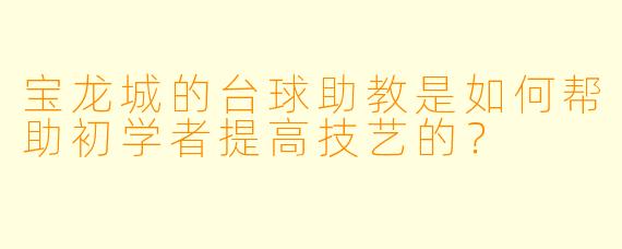 宝龙城的台球助教是如何帮助初学者提高技艺的?