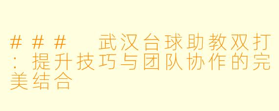 ### 武汉台球助教双打:提升技巧与团队协作的完美结合