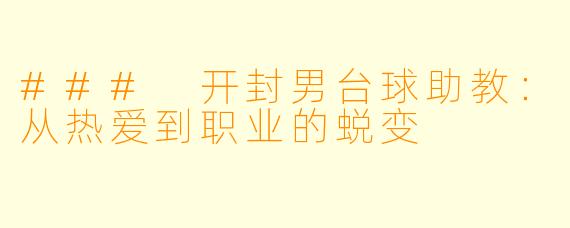### 开封男台球助教：从热爱到职业的蜕变