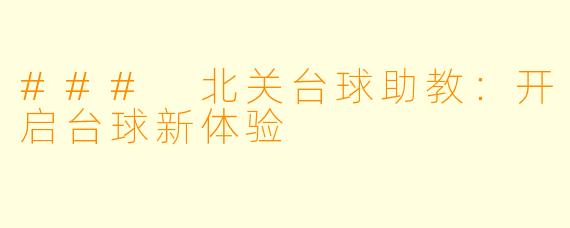 ### 北关台球助教:开启台球新体验