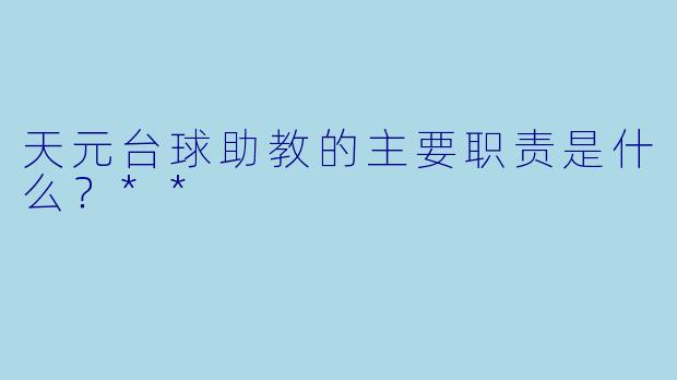 天元台球助教的主要职责是什么？**