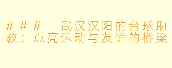 ### 武汉汉阳的台球助教：点亮运动与友谊的桥梁