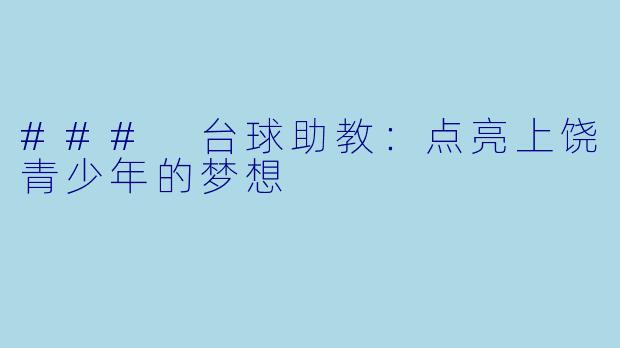 ### 台球助教：点亮上饶青少年的梦想