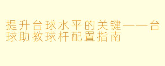 提升台球水平的关键——台球助教球杆配置指南