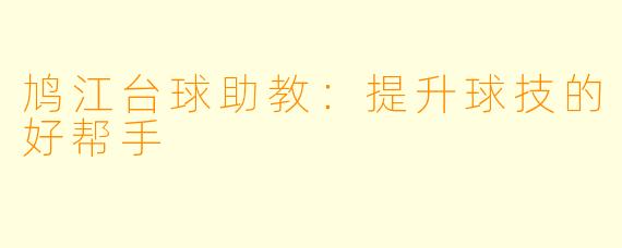 鸠江台球助教:提升球技的好帮手