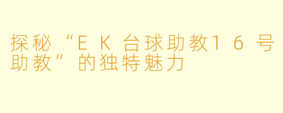 探秘“EK台球助教16号助教”的独特魅力