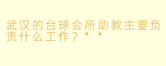 武汉的台球会所助教主要负责什么工作？**