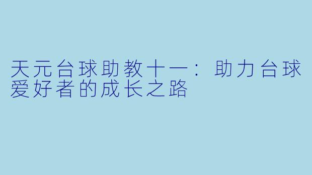 天元台球助教十一：助力台球爱好者的成长之路