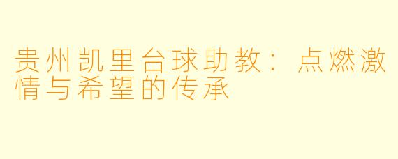 贵州凯里台球助教：点燃激情与希望的传承