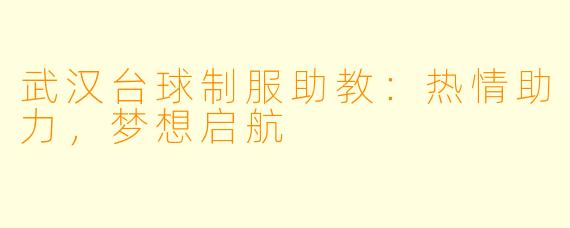 武汉台球制服助教：热情助力，梦想启航