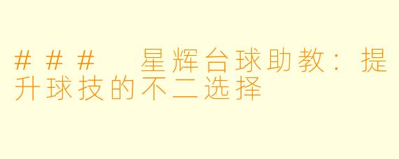 ### 星辉台球助教：提升球技的不二选择