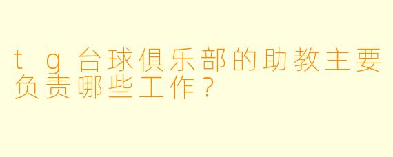 tg台球俱乐部的助教主要负责哪些工作?