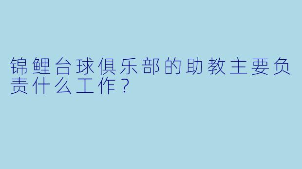 锦鲤台球俱乐部的助教主要负责什么工作？