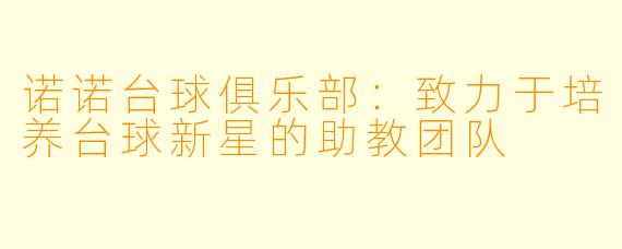 诺诺台球俱乐部：致力于培养台球新星的助教团队