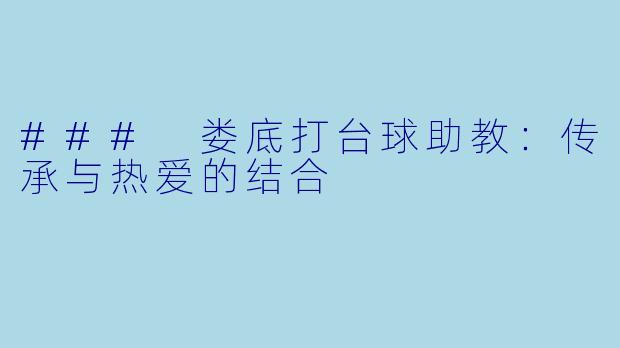 ### 娄底打台球助教:传承与热爱的结合