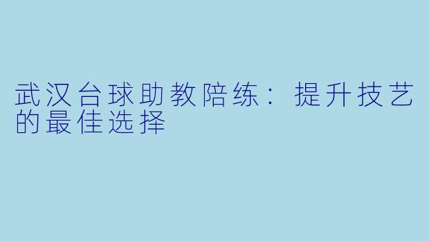 武汉台球助教陪练:提升技艺的最佳选择