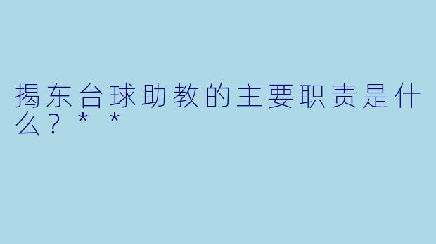 揭东台球助教的主要职责是什么？**