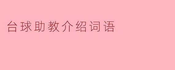 台球助教介绍词语