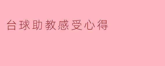 台球助教感受心得