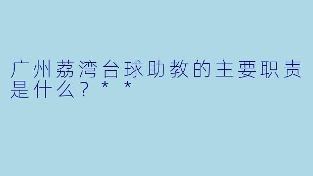广州荔湾台球助教的主要职责是什么?**