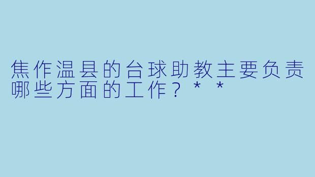 焦作温县的台球助教主要负责哪些方面的工作？**
