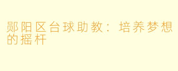 郧阳区台球助教：培养梦想的摇杆