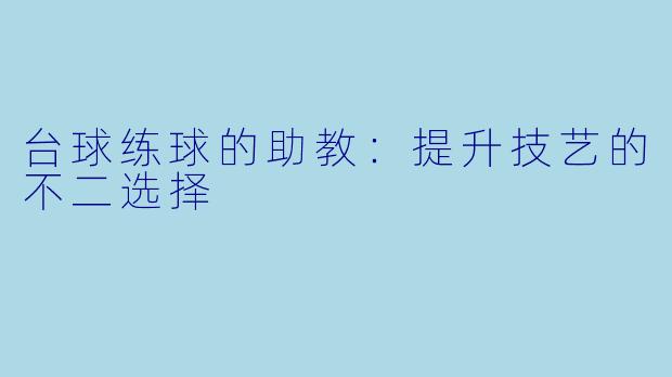 台球练球的助教：提升技艺的不二选择