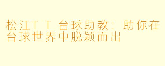 松江TT台球助教：助你在台球世界中脱颖而出