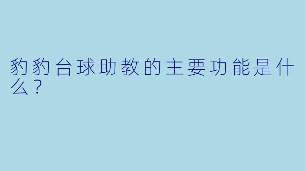 豹豹台球助教的主要功能是什么？