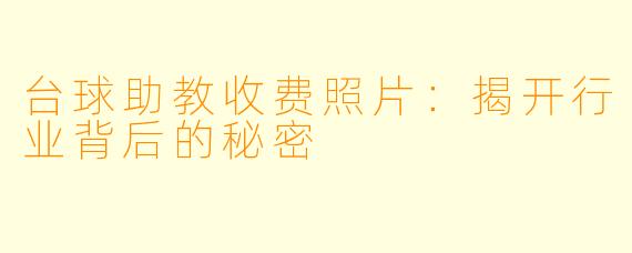 台球助教收费照片：揭开行业背后的秘密