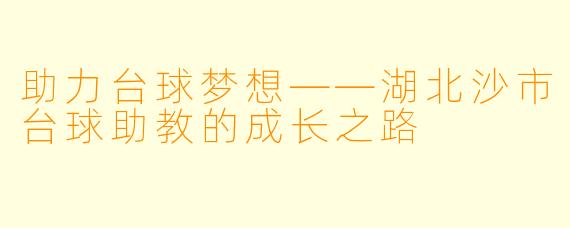 助力台球梦想——湖北沙市台球助教的成长之路
